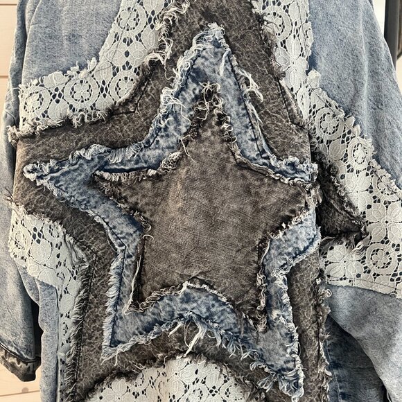 091 Oli & Hali Star Patch Tencel Short Sleeve Blazer Jacket NWOT Size Large - Picture 10 of 14